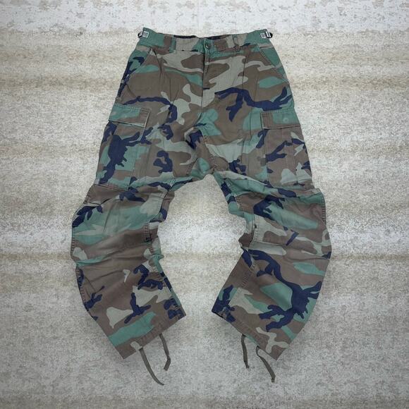 Vintage 90s Military Camo Tactical Pants 28x30 Baggy Double Knees Small Regular - Picture 2 of 4